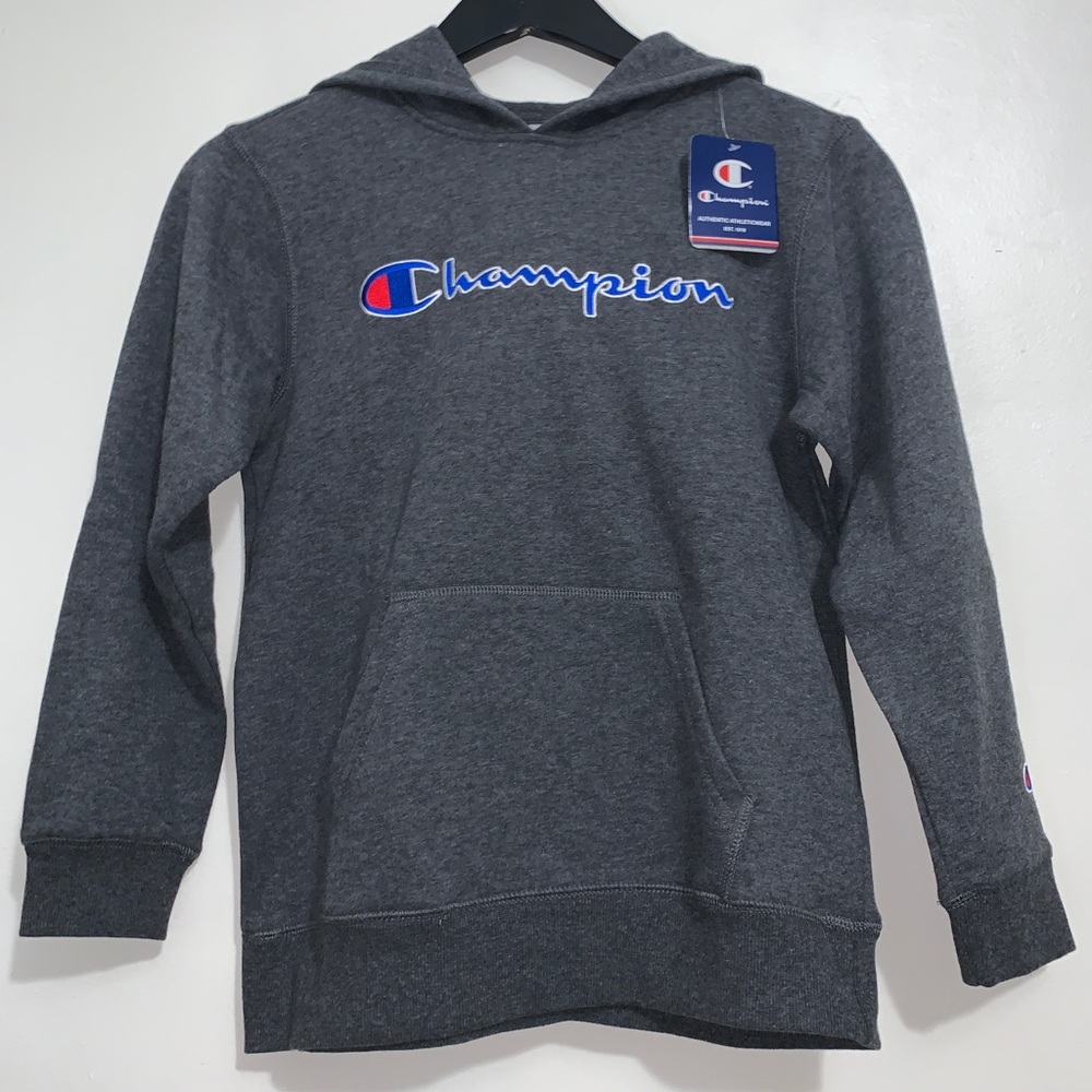 Champion Youth Charcoal Gray Hoodie Pullover M